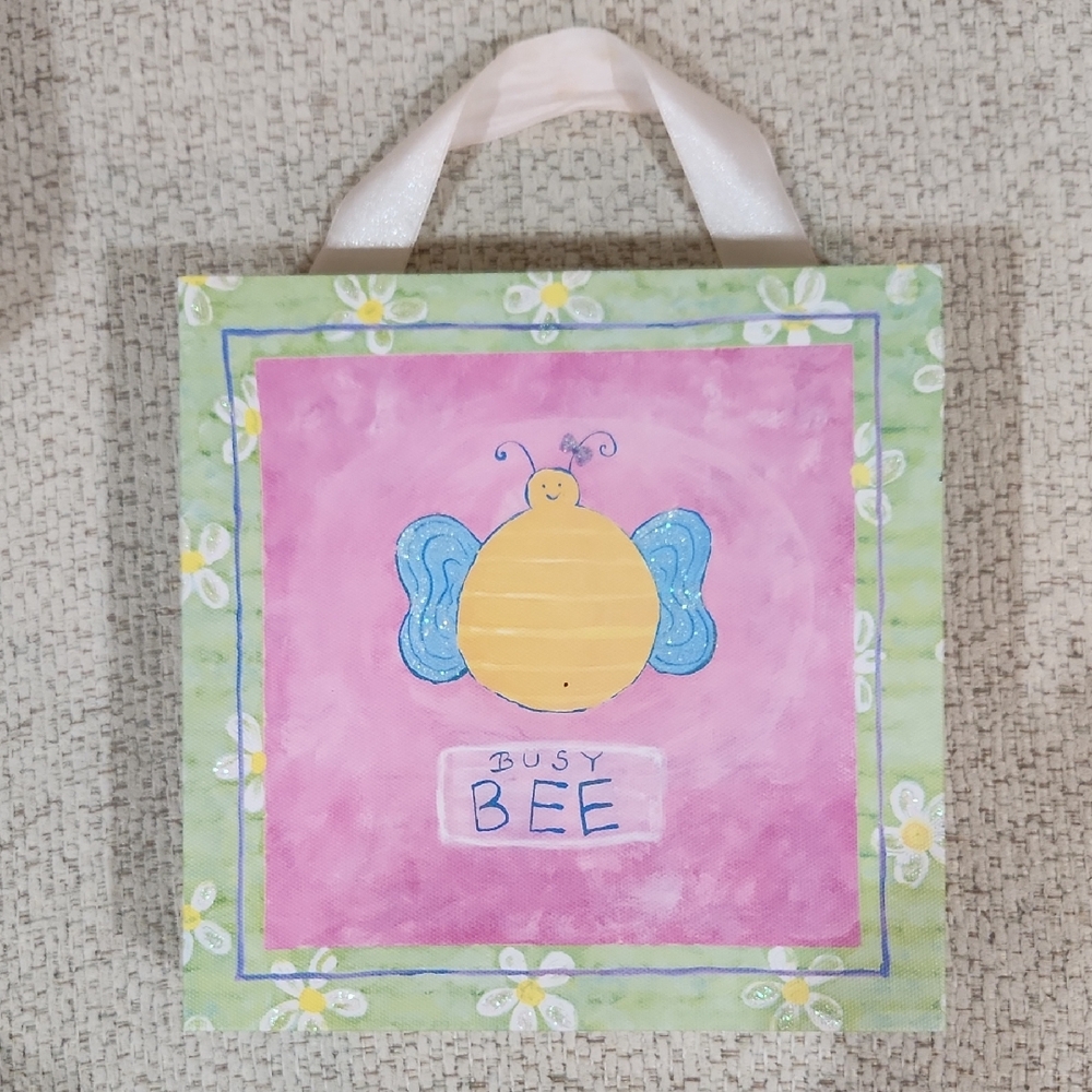 Colorful Busy Bee Canvas Wall Decor